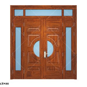 Cửa thép vân gỗ 4 cánh lệch HOK-H4K