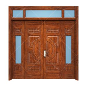 Cửa thép vân gỗ 4 cánh lệch H3AK-H4